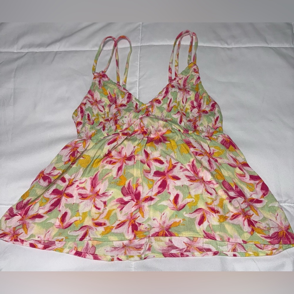 No Boundaries Pink and Yellow Floral Camisole